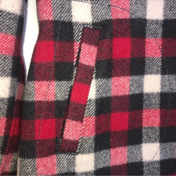 Woolrich Vintage  Plaid Jacket Red Black Grey Cream SP Zip Front Pockets - Picture 5 of 6
